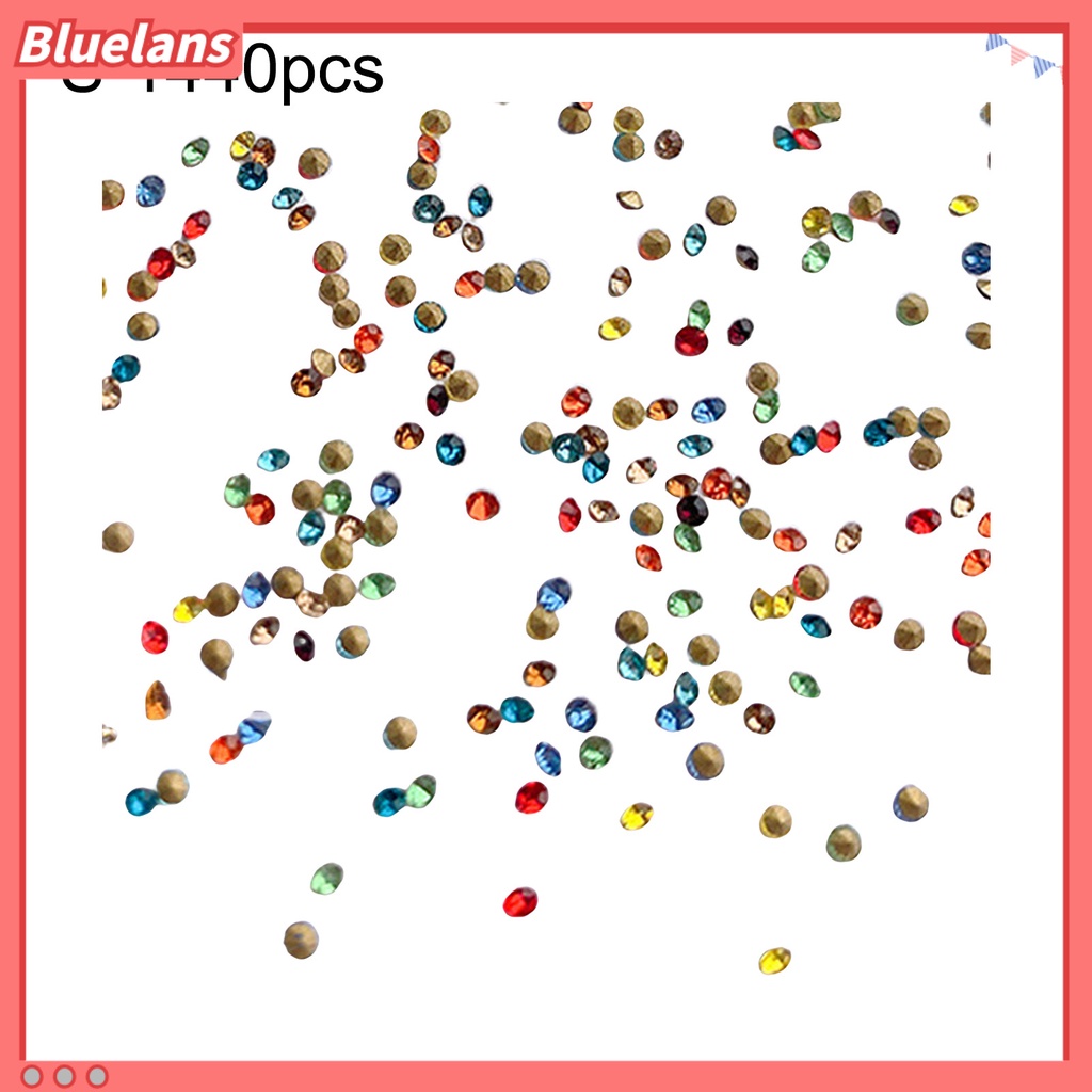 [BLM] 1440pcs /Bag Kaca Berlian Imitasi Indah DIY Ringan Kuku Runcing Bawah Berlian Imitasi Bulat Kecil Untuk Wanita
