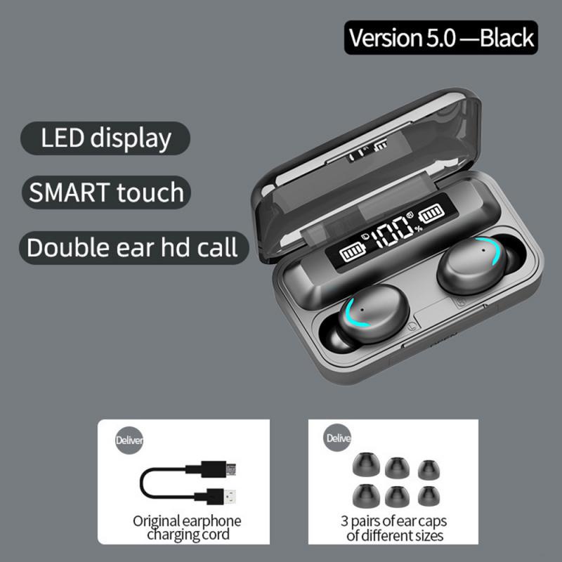 [COD] Earphone TWS F9-5 original anti air Bluetooth Headphone dengan mic (new version)