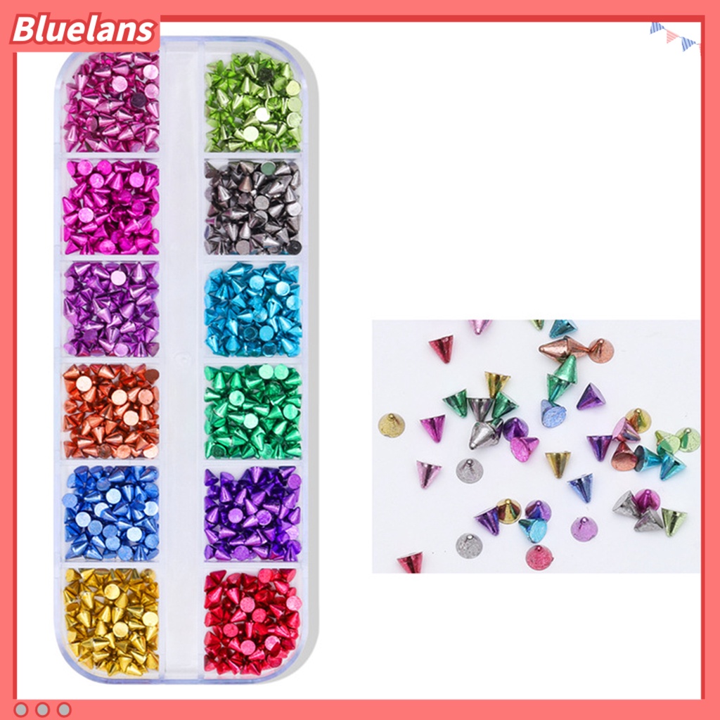 [BLM] 1kotak Pesona Nail Art Tidak Luntur Anti-Oksidasi Tahan Jatuh Yang Dapat Dilepas 12kisi DIY Rivet Gadis Kuku Aksesori Kecantikan Kuku Salon Pasokan