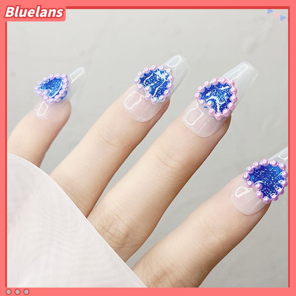 [BLM] 50pcs Kuku Jantung Dekorasi Gloss Tiga Dimensi Tidak Luntur Desain Berongga DIY Kuku Mutiara Imitasi Pesona Manikur Desain Manicure Store Supply