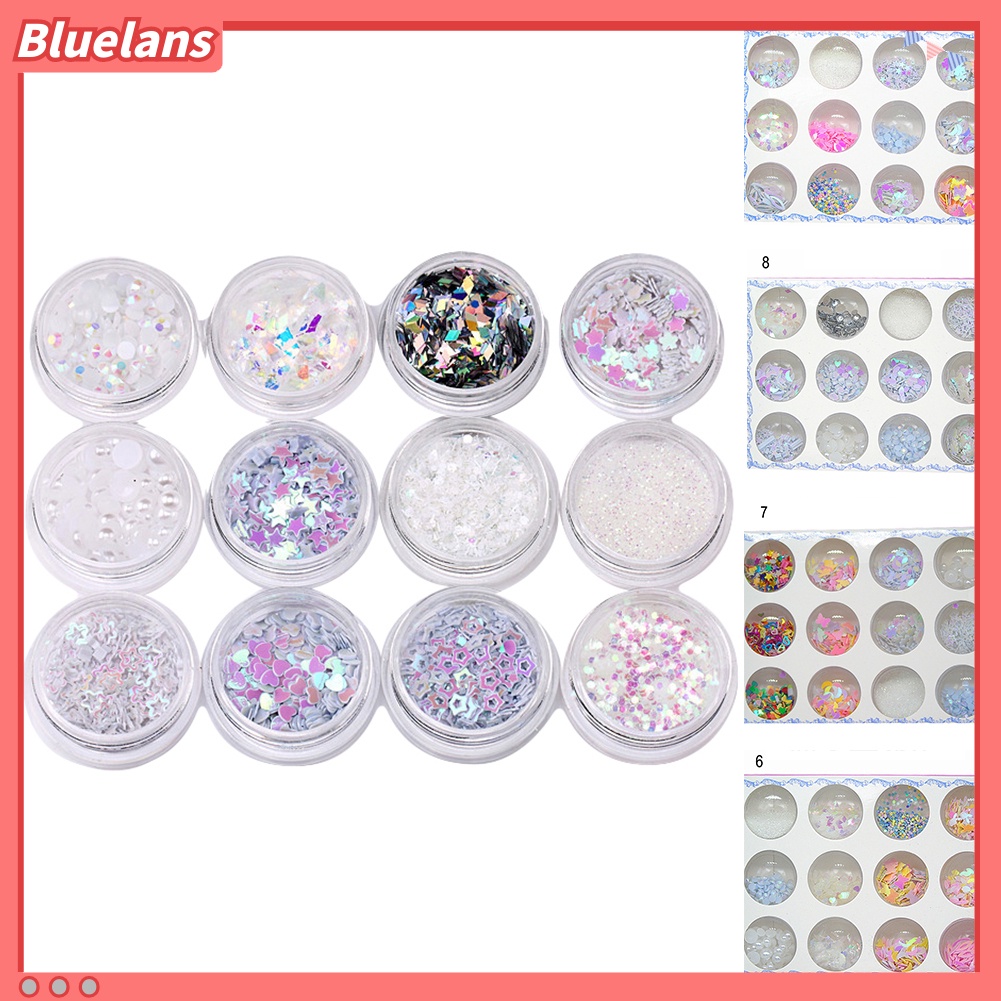 [BLM] 12toples/1kotak Shiny Sweet Pattern Manicure Nail Art Mata Rias Payet DIY Alat