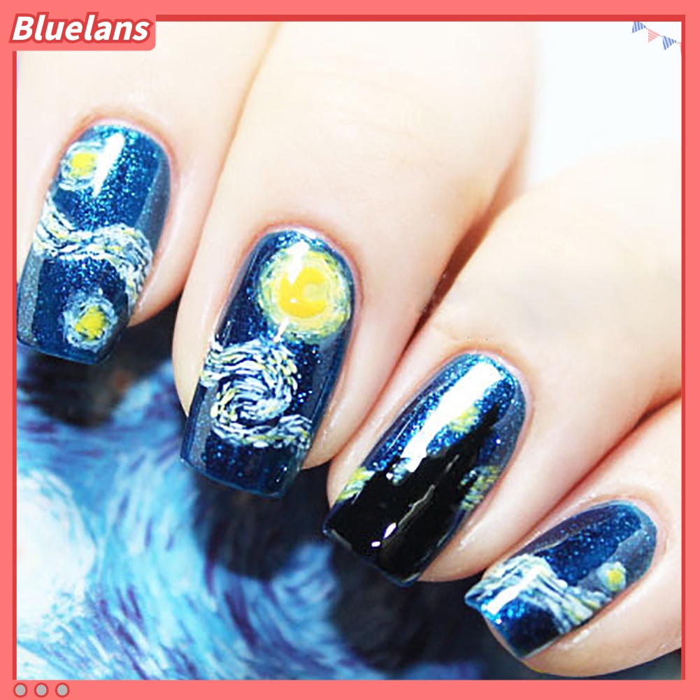 [BLM] 14pcs Stiker Kuku Langit Berbintang Art Decal Manicure Aksesori Wanita Alat Kecantikan