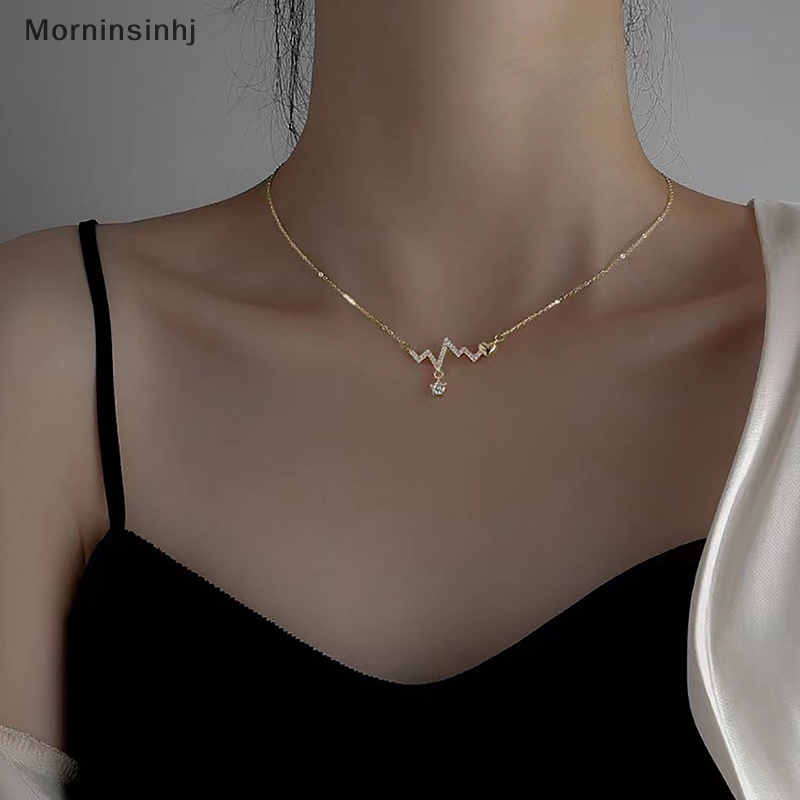 Mornin Fashion Baru Wanita Shiny Heartbeat Klavikula Rantai Kalung Untuk Pesta Wanita Pernikahan Pertunangan Perhiasan Hadiah Ulang Tahun id