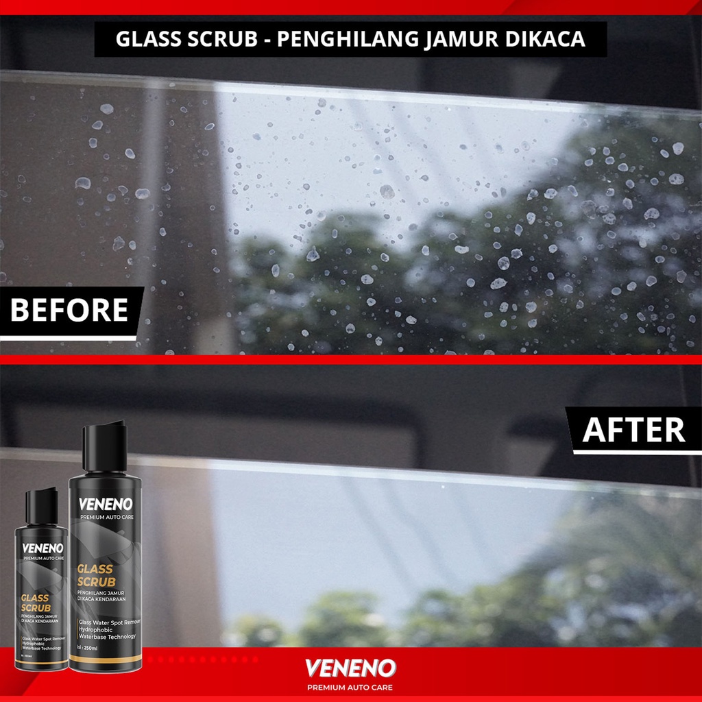 Veneno Glass Scrub - Menghilangkan Jamur Di Kaca Kendaraan - by Veneno Indonesia