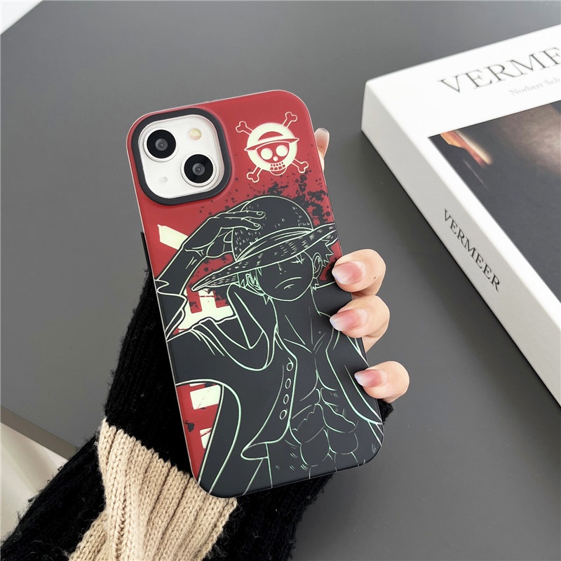 NEW !! ONEPIECE Anime Shanks Luffy Case iphone (For Iphone 11 12 pro max 13 pro max 14 promax READY ! ) luxury Premium Quality Laser Frosted iPhone Case