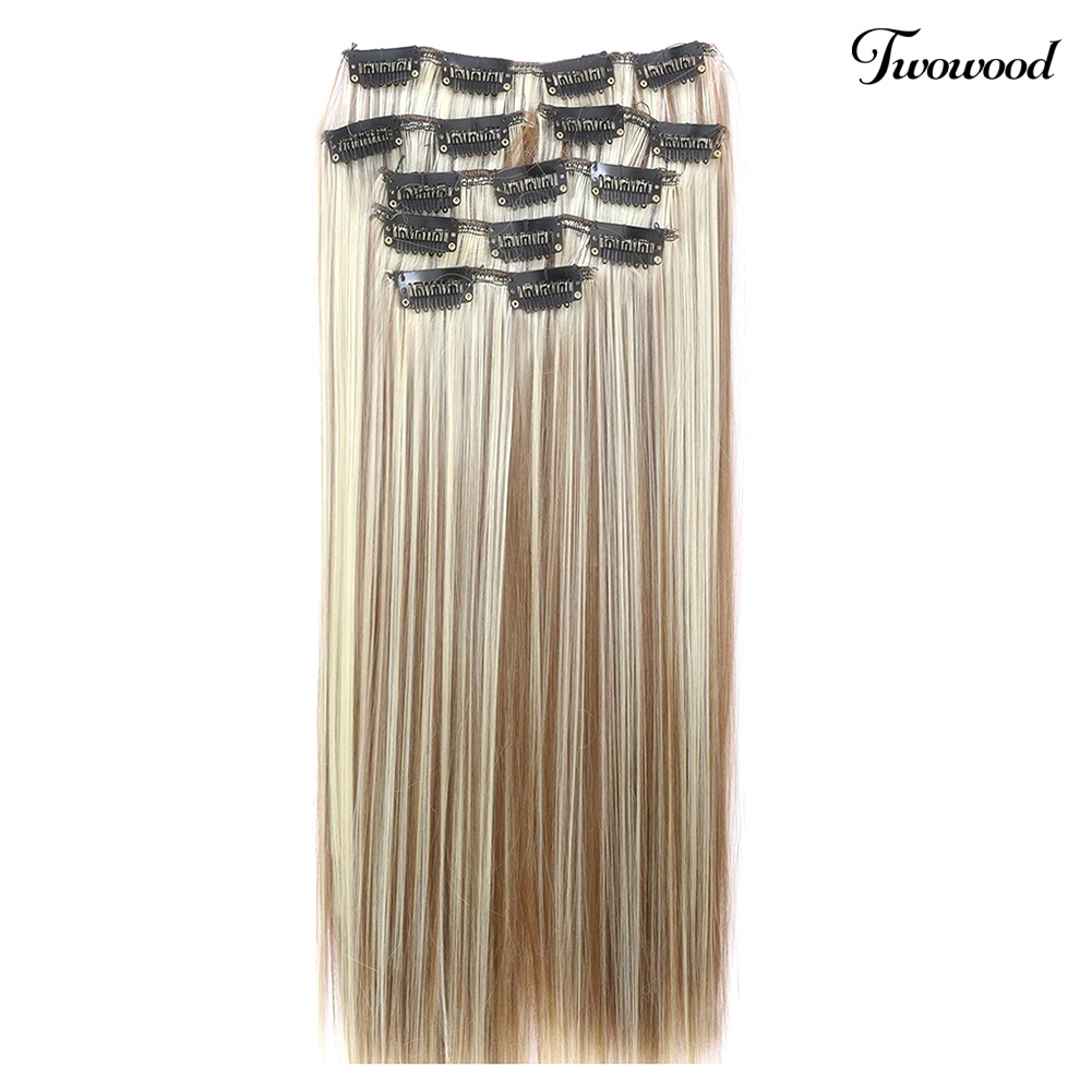 Twowood Fashion Lady 16jepit Sopak Wig Cosplay Panjang Keriting/Lurus Hair Extension