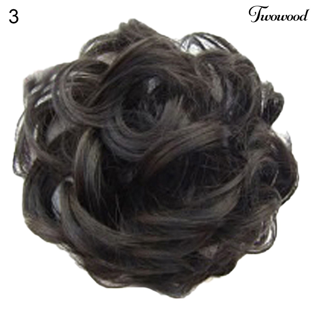 Twowood Hair Bun Soft All-match Curly Wanita Hair Bun Extension Untuk Travel Belanja Pacaran