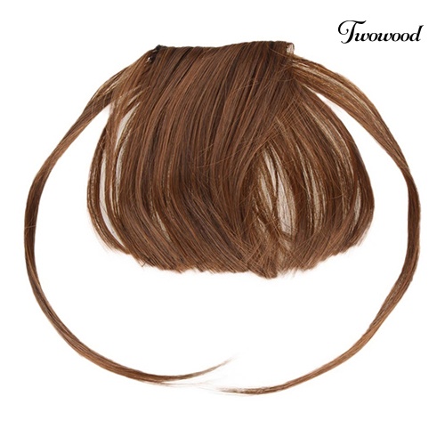 Twowood Pretty Women Girl Clip on Sisi Depan Lurus Fringe Poni Hair Piece Extension