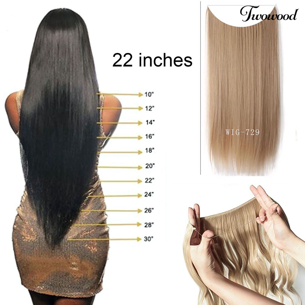 Twowood Wig Gaya Panjang Simulasi Serat Suhu Tinggi Wanita Fashion Sopak Untuk Pakaian Sehari-Hari