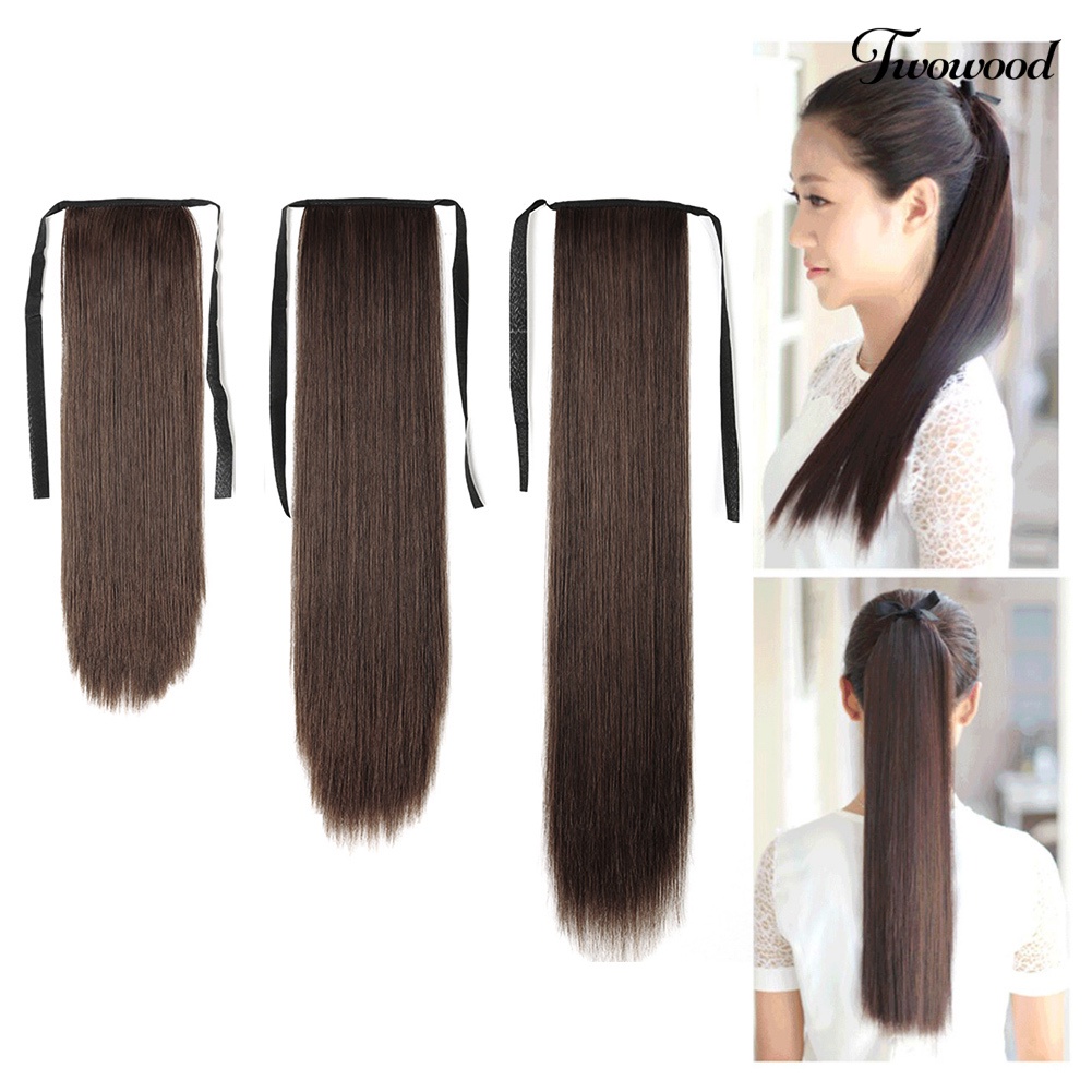 Twowood 45/55 /65cm Wanita Panjang Lurus Wig Ponytail Hair Extension Cosplay Sopak