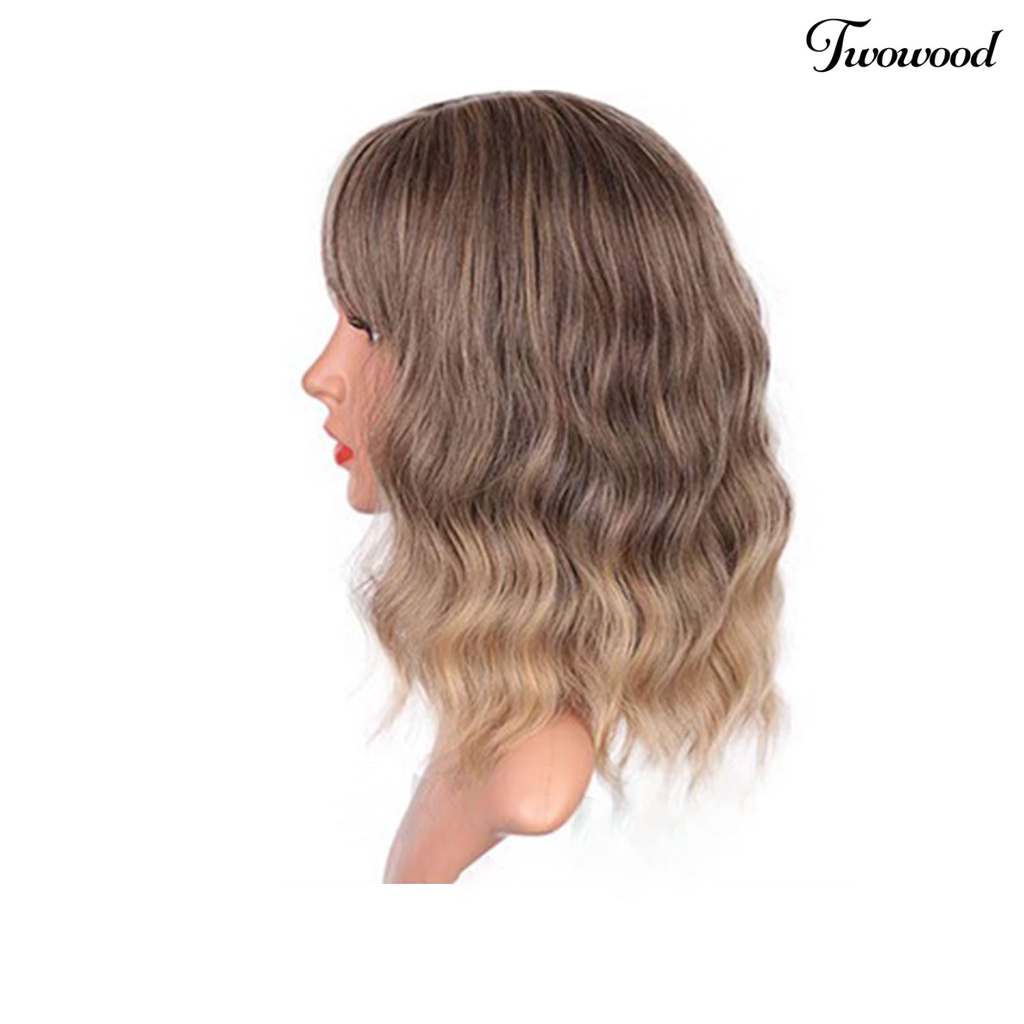 Twowood Wanita Wig Bergelombang Halus Pendek Lady Curly Rambut Palsu Alami Untuk Perempuan