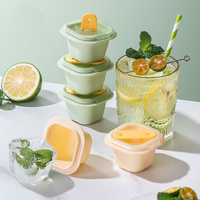 [Harga Grosir] Musim Panas Buah Es Loli Pembekuan Cangkir Bayi Pelengkap Makanan Membuat Tray Mudah-Demoulding Icy Cube Mold Sederhana Puding Jelly DIY Cetakan Kotak