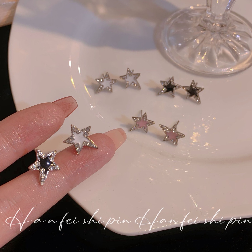 Anting Bintang Kristal Elegan Untuk Wanita Silver Stud Earings Aksesoris Perhiasan