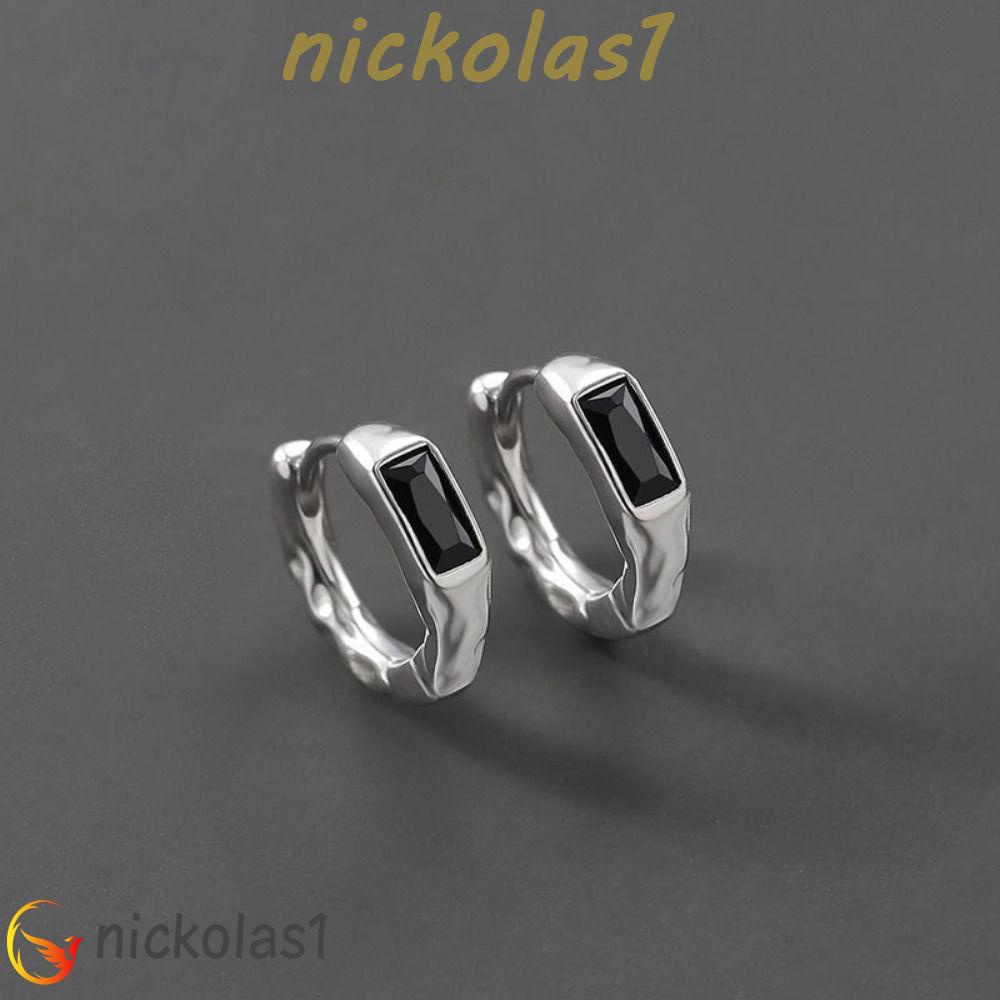 Nickolas1 Pria Hoop Earrings Hadiah Kreatif Wanita Pesta Street Wear Perak Plat Pria Aksesoris