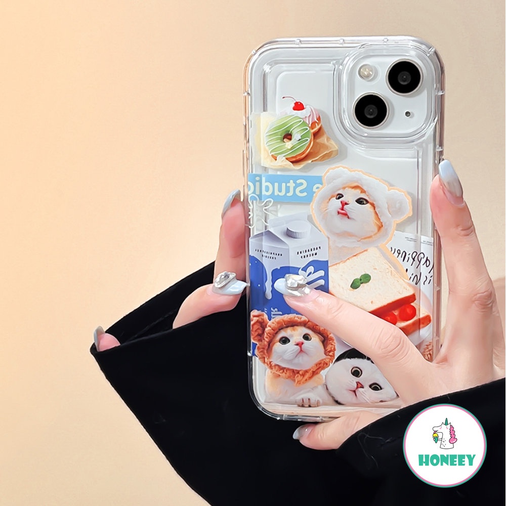 IPHONE Casing Airbag Kucing Dan Anjing Yang Indah Untuk Iphone11 12/12 Pro 13 14 Pro Max XR XS 87plus Hewan Graffiti Shockproof Back Cover