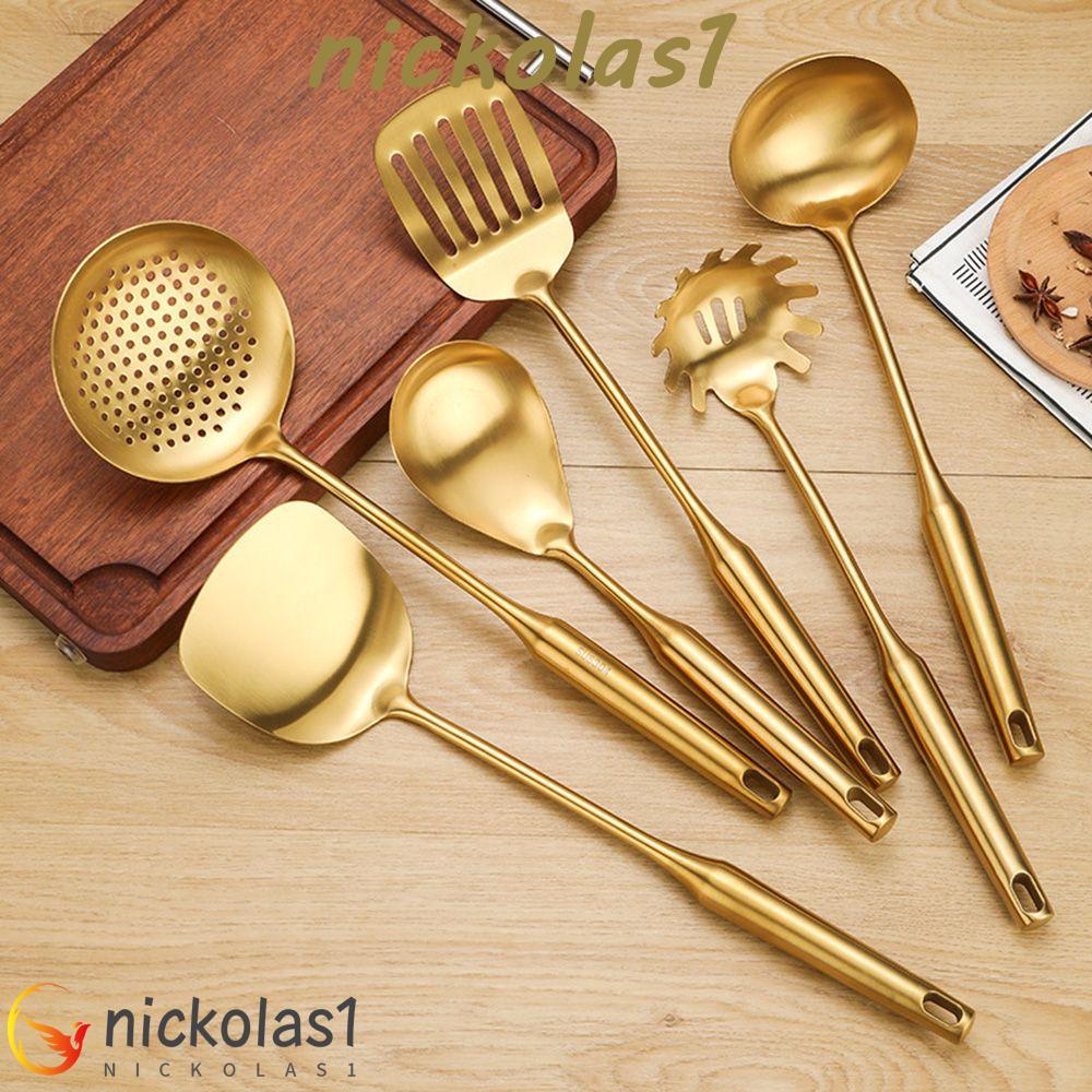 Nickolas1 Soup Ladle Gold Stainless Steel Cookware Saringan Sendok Alat Masak Sendok Nasi Peralatan Dapur Spatula