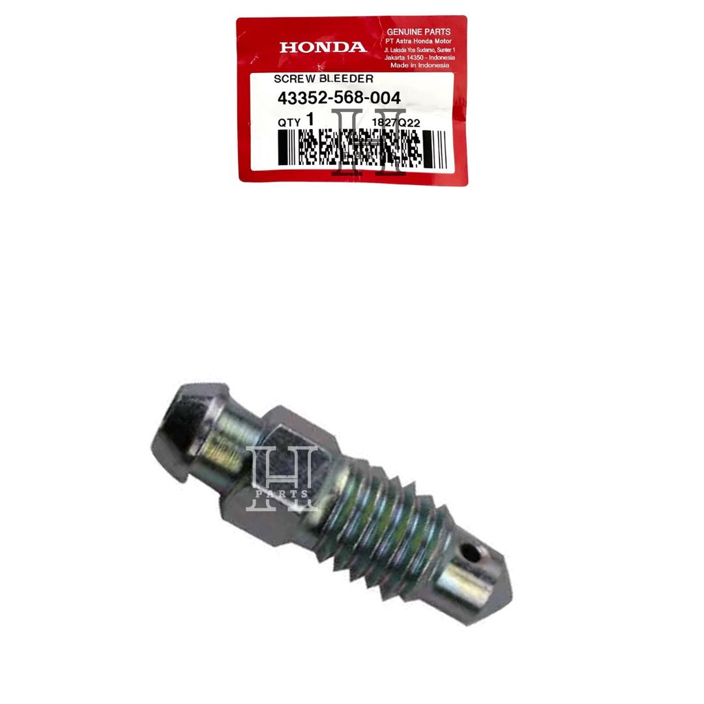 BAUT SETELAN ANGIN PEMBUANGAN MINYAK REM DRAT KASAR SCREW BLEEDER MOTOR HONDA 43352-568-004 ASLI ORIGINAL AHM HGP