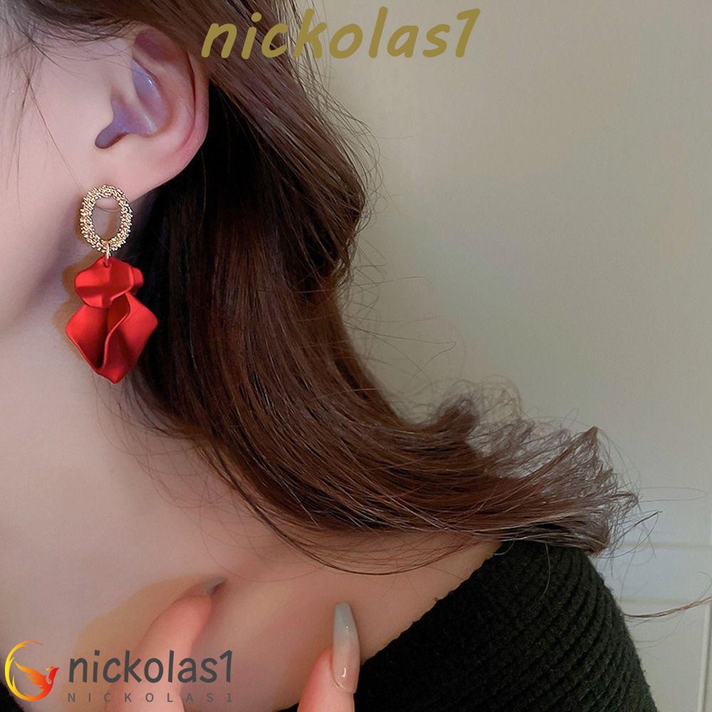 Nickolas1 Wanita Drop Anting Trendi Pesona Ear Drop Gadis Hadiah Kelopak Temperamen Akrilik Gaya Korea Menjuntai Anting-Anting