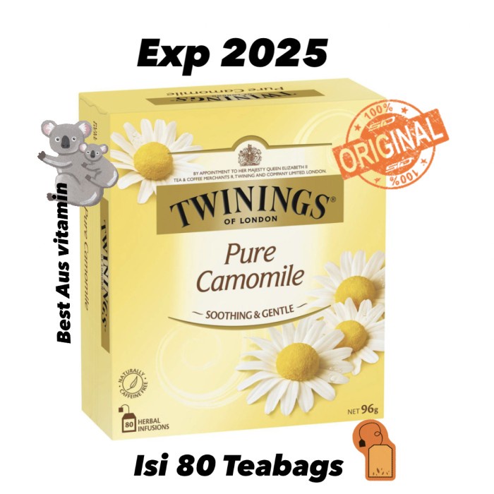 

N.E.W Twinings Pure Camomile Tea Bags isi 80 Original Australia