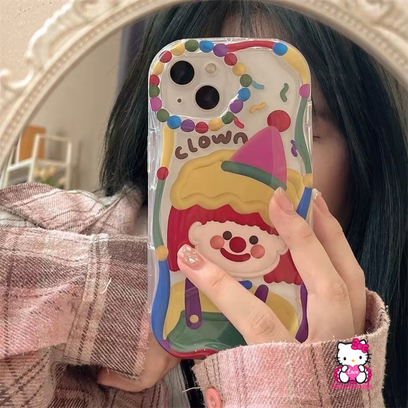 Case Badut Lucu Imut Untuk VIVO Y36 Y31 Y35 Y12 Y21 Y20 Y15s Y16 Y22 Y15 Y12i Y11 Y12s Y30 Y15A Y91C Y02 Y33s Y20i Y95 Y17 Y22s Y51 Y91 Y51A Y21s 3D Wavy Curved Edge Soft Cover