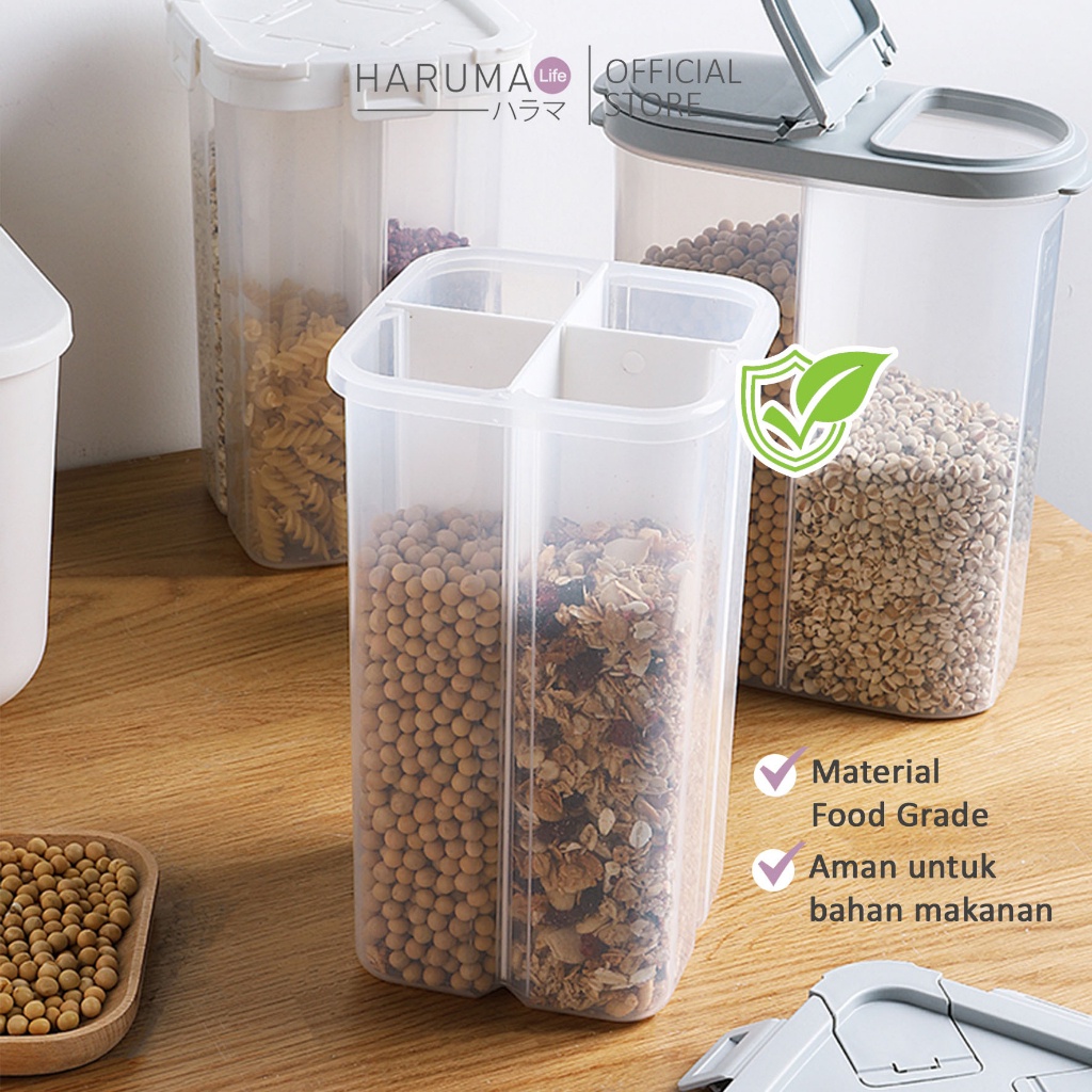 Storage Jar / Jar Snack Kedap Udara / Jar Sekat / Toples Sekat Anti Tumpah