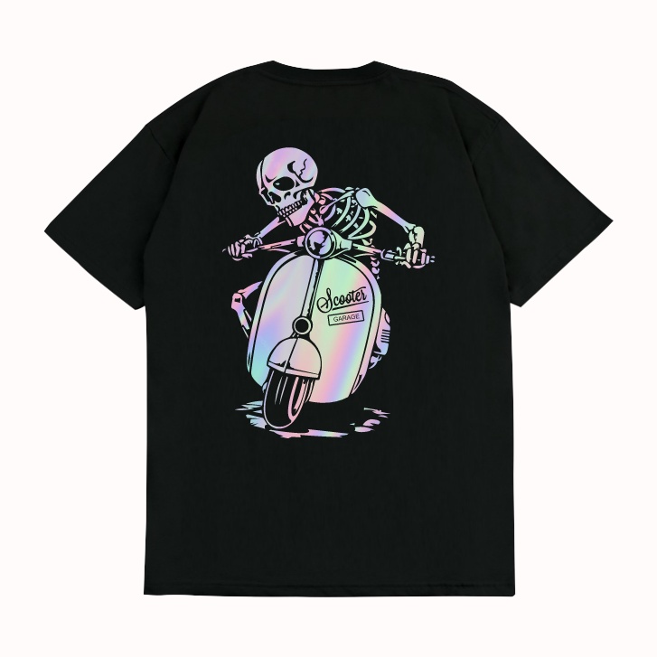 Kaos T Shirt SCOOTER GARAGE TENGKORAK HOLOGRAM Kaos Motor