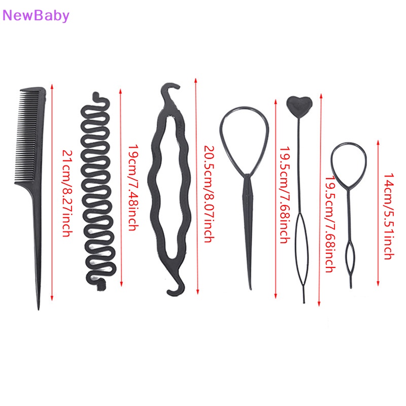 Newbaby 6pcs /set Alat Mengepang Gaya Rambut Tarik Melalui Rambut Disk Sisir Rambut ID