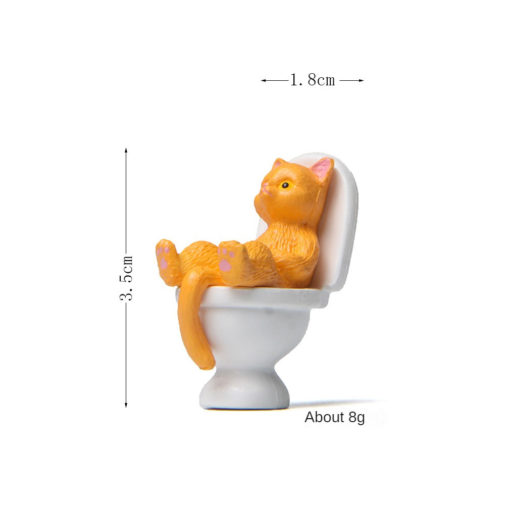 ღ Mini Toilet Seri Patung Kucing Kucing Lucu Penghiburan Spiritual Kucing Di Toilet Resin Dekorasi Rumah Miniatur Model Desktop Aksesoris Ornamen