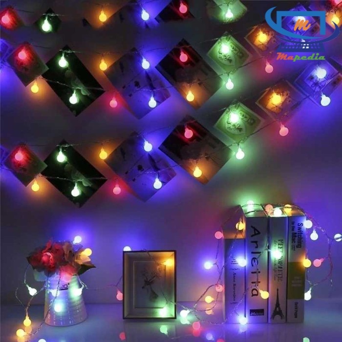 Lampu Hias Led Gantung Agustus Natal Cafe Bola Anggur Listrik 220 Volt 10 Meter Warna Warni Warm Whi