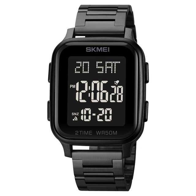 SKMEI 1859 Jam Tangan Pria Cowok Cowo Digital Strap Tali Stainless Steel Besi Anti Karat Kasual fash