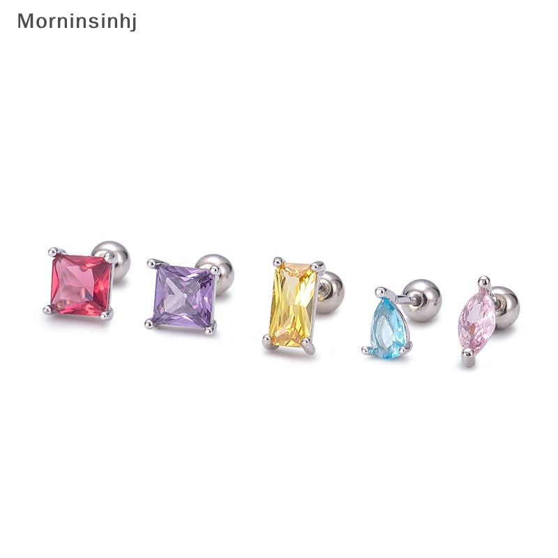 Mornin 1pasang S925 Perak Geometri Anting Telinga Tulang Kuku Untuk Wanita Tulang Rawan Anting Spiral Stud Earring Tubuh Perhiasan Hadiah id