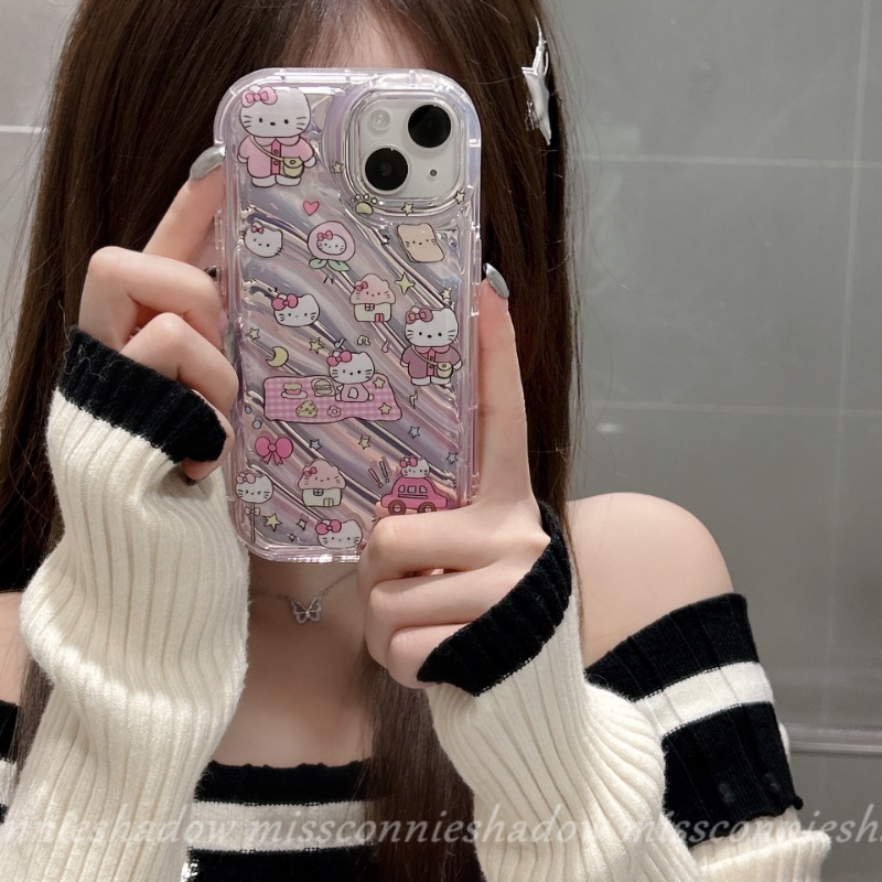 Keypad Case Numerik Vintage Kreatif Kompatibel Untuk IPhone XR 7Plus14 13 11 12 Pro MAX 8 6 6S Plus X XS MAX SE 2020kartun Lucu Hello Kitty 3D Stereo Corrugation Color Card Cover