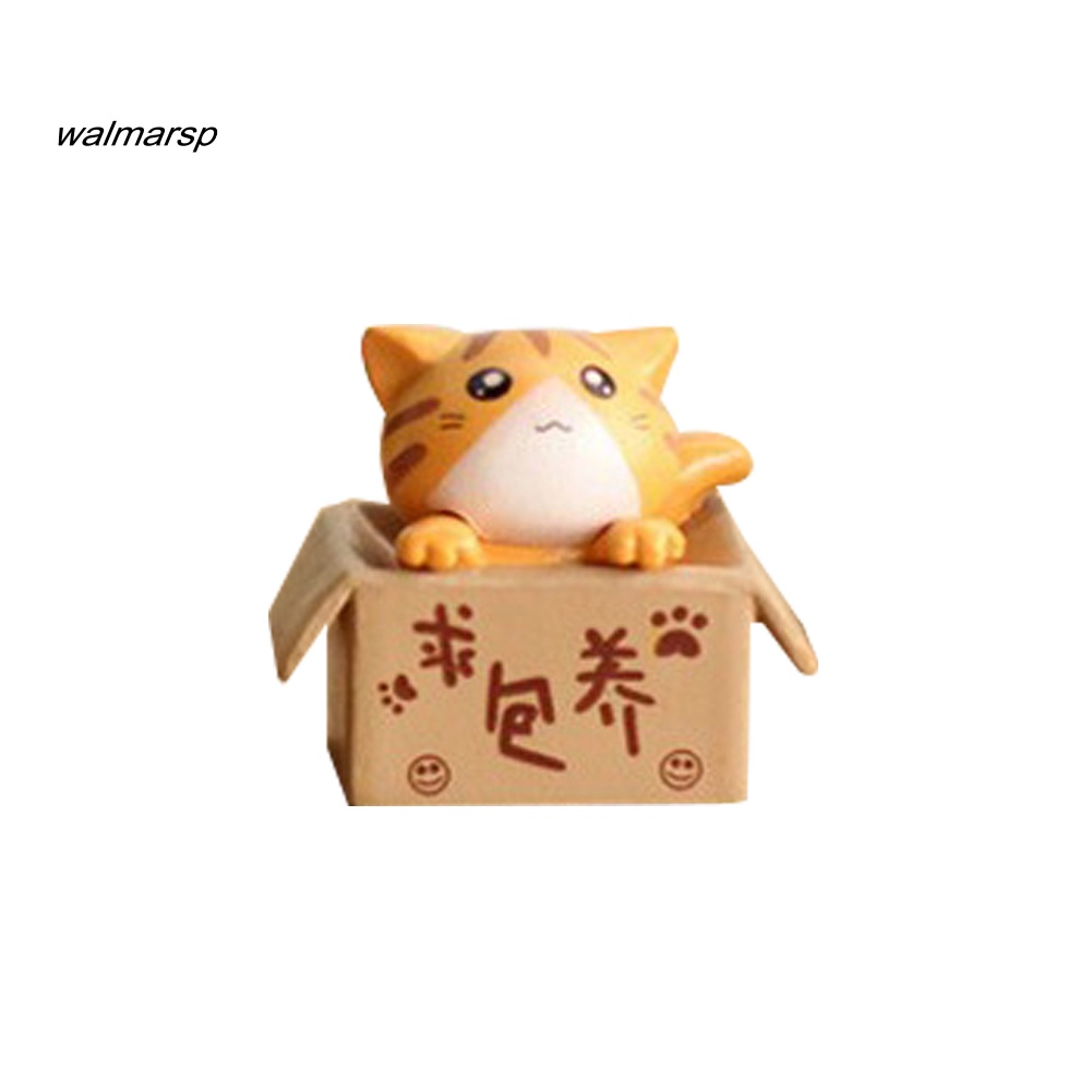 Ws Indah Kotak Kartun Kucing Miniatur Pemandangan Dekorasi Bonsai Resin Kerajinan Ornamen