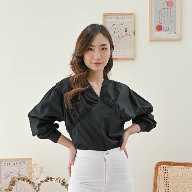 Ms Daisy Belle Long-Sleeve Top Baju Atasan Wanita Kasual Blouse Lengan Panjang