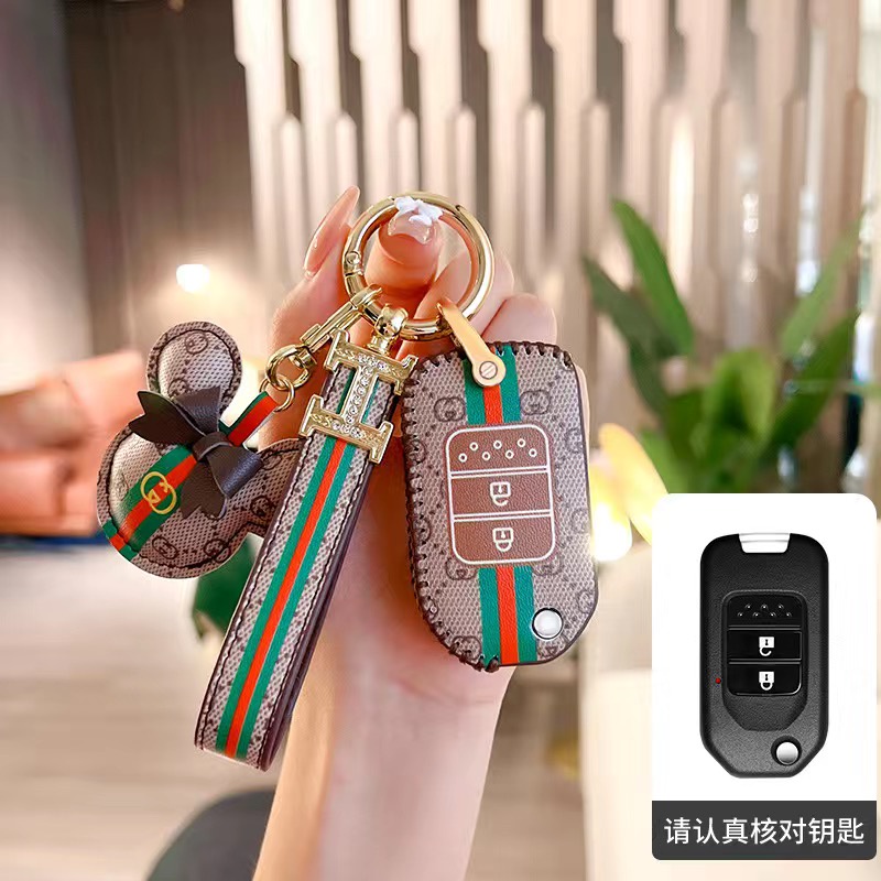 Untuk Honda Kulit Case Kunci Mobil Cover Shell Fob Untuk Honda CRV CR-V Fit Civic Accord HR-V HRV City Odyssey XR-V Remote Holder Tas Honda Smart Entry Key Case