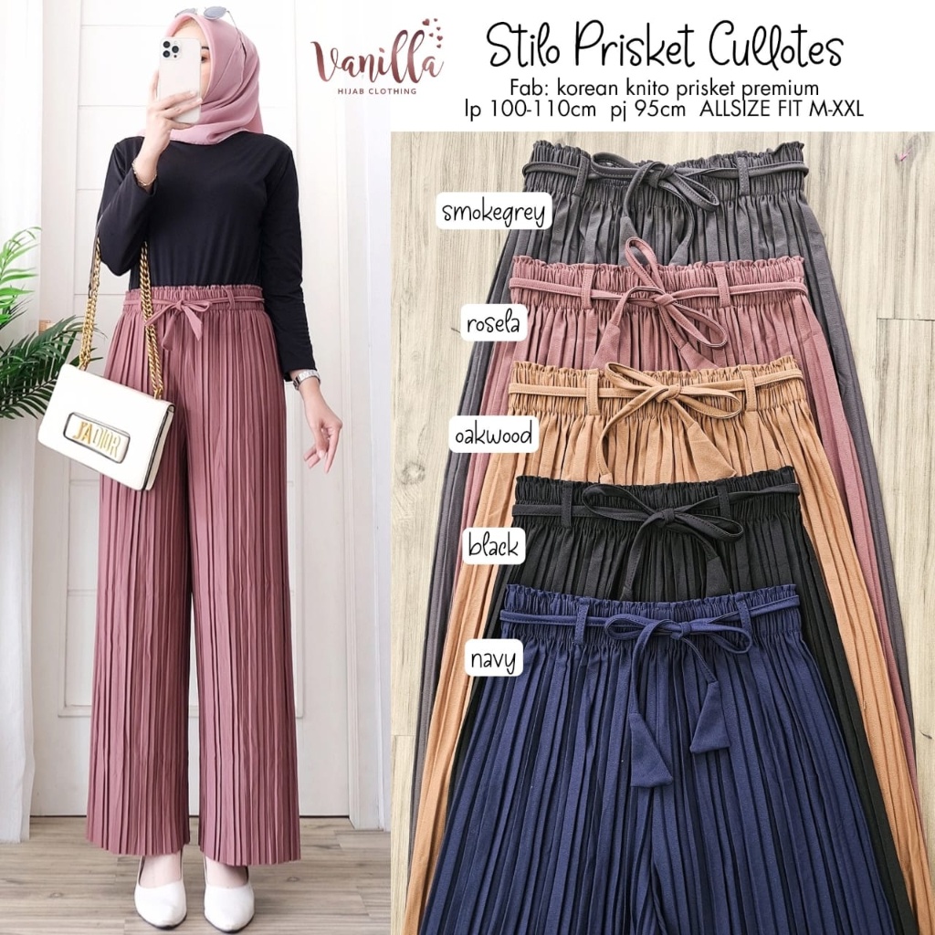 STILO PRISKET CULLOTES ORI VANILLA | Korean Knito prisket Premium | Kulot Plisket