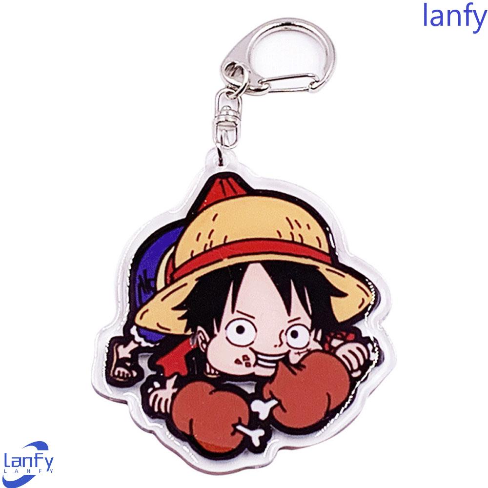 Lanfy Luffy Gantungan Kunci Luffy Zoro Dua Sisi Liontin Scultures Acrylic Key Ring