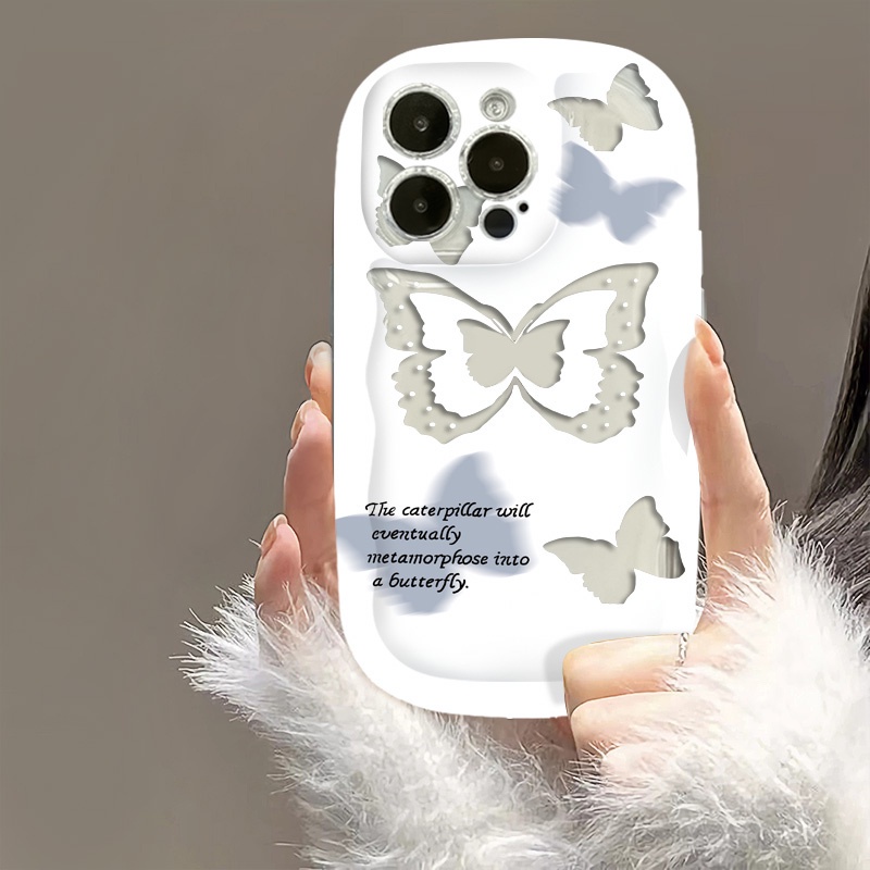 IPHONE Butterfly Soft Case Kompatibel Untuk Iphone14 13 12 11 Pro Max XS X Xr8 +7 Plus Silikon Transparan TPU Shockproof Casing Phone Cover Cell Precticer