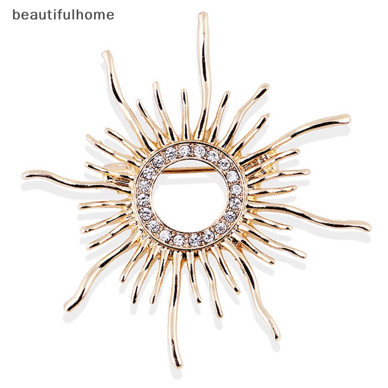 {beautifulhome} Enamel Matahari Bros Pin Wanita Berlian Imitasi Kristal Syal Mantel Bros Weeding Jewelry.