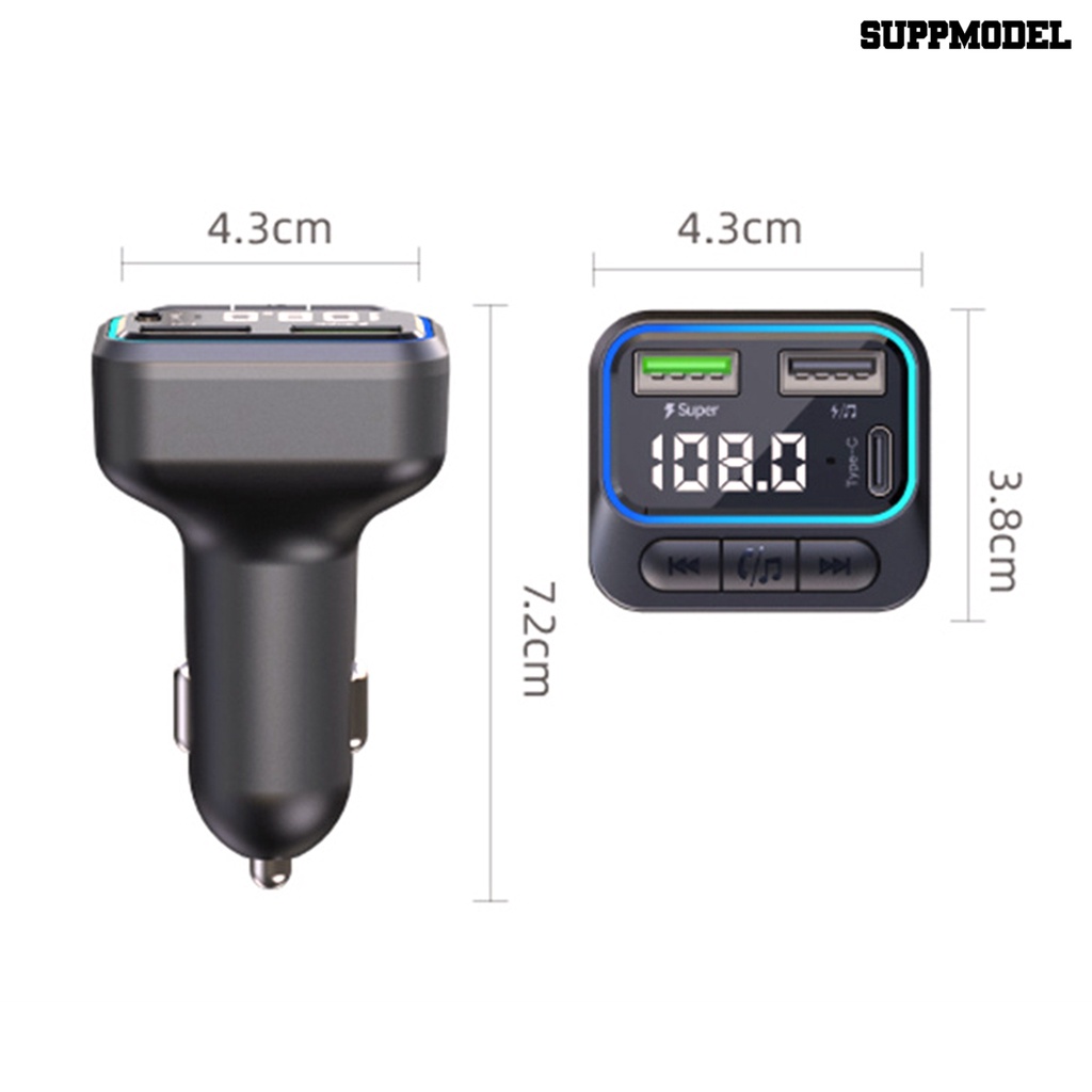 [SM] Adaptor Charger Mobil 12V-24V Digital Display Handsfree 3port QC3.0 Fast Charging USB Car Phone Charger Adapter MP3 Player Perlengkapan Kendaraan