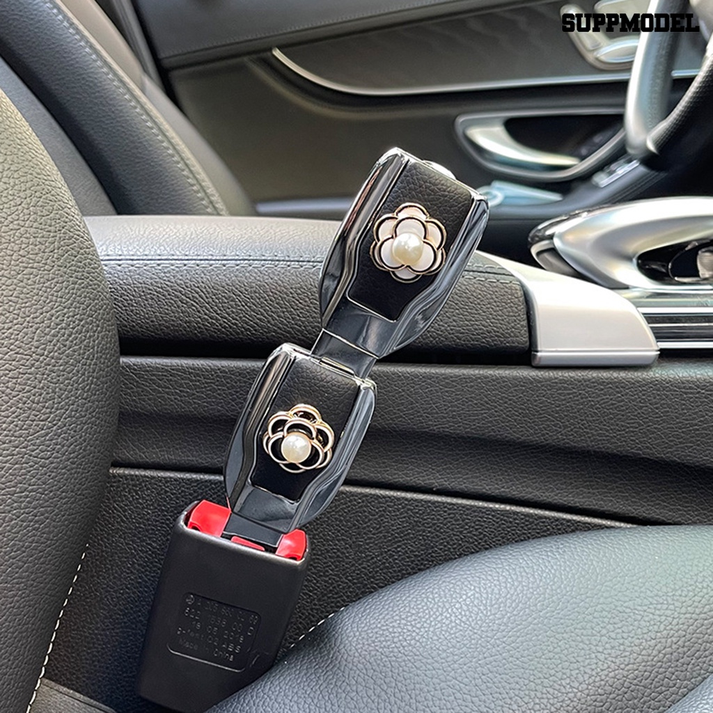 [SM]Light Mewah Klip Sabuk Pengaman Mobil Berlian Imitasi Busur Mutiara Imitasi Camelia Universal Seat Belt Extender Gesper Plug Perlengkapan Kendaraan