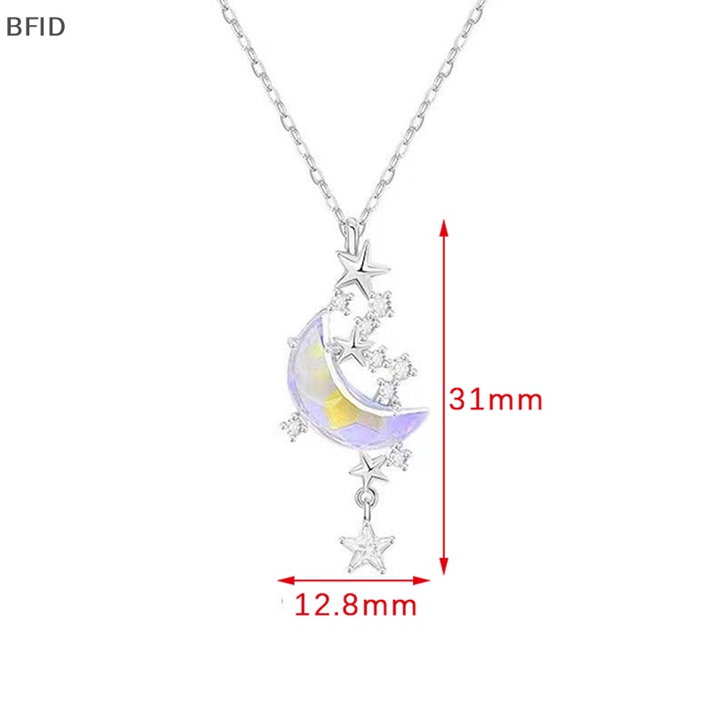 [BFID] Bintang Bulan Moonstone Titanium Steel Rantai Kalung Wanita Romantis Batu Mengkilap Liontin Kalung Pesta Pernikahan Fashion Perhiasan [ID]