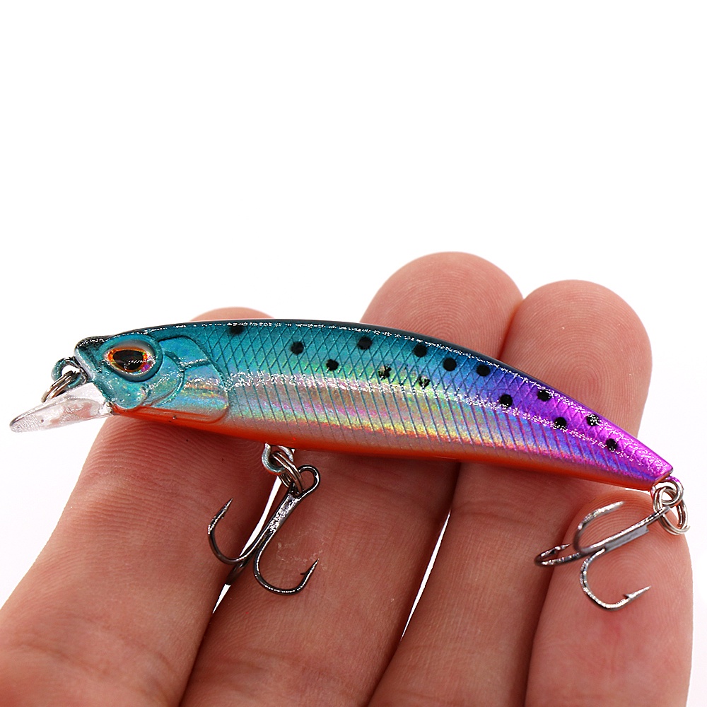 Umpan Pancing 6.5cm 5g/7g Sinking Minnow Air Ikan Kecil Tenggelam Long Throw Lure Umpan Keras Ikan Kecil 3D Mata Laser Troli Plastik Buzz Umpan Umpan Dengan 2trible Hook