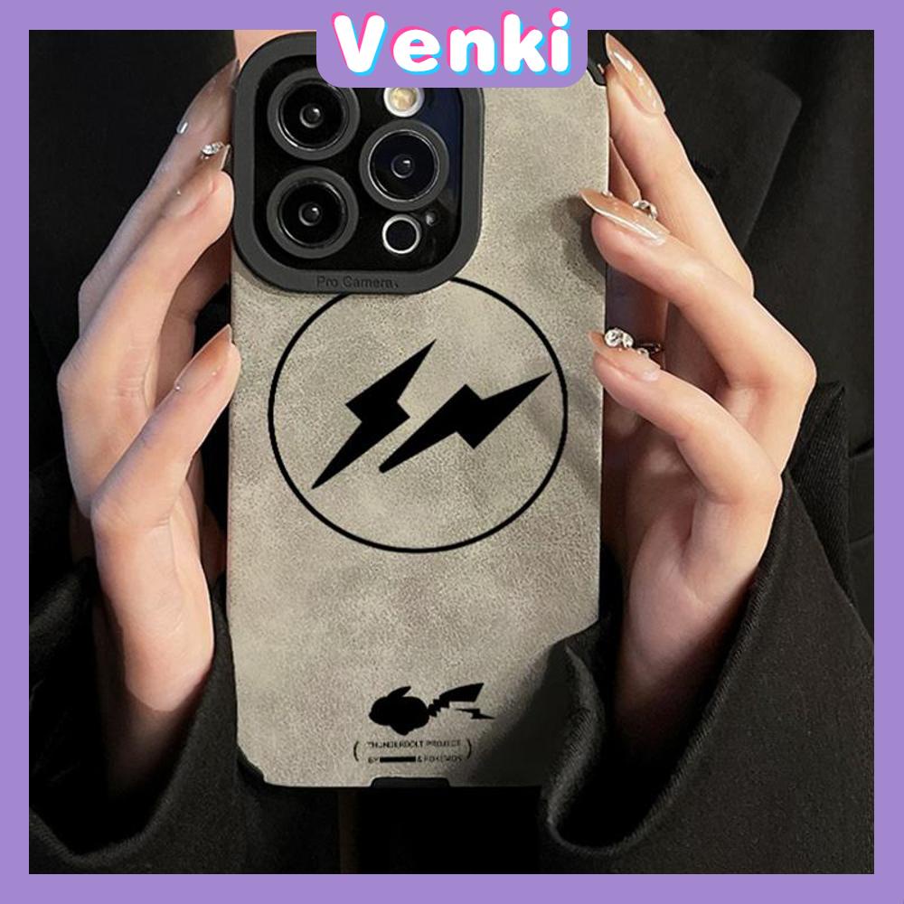 VENKI - Untuk iPhone 11 Case Leather Pupil Suede Cover Soft Shockproof Case Camera Gray Simple Lightning Kompatibel dengan iPhone 14 13 Pro max 12 Pro max xr xs 7Plus 8Plus