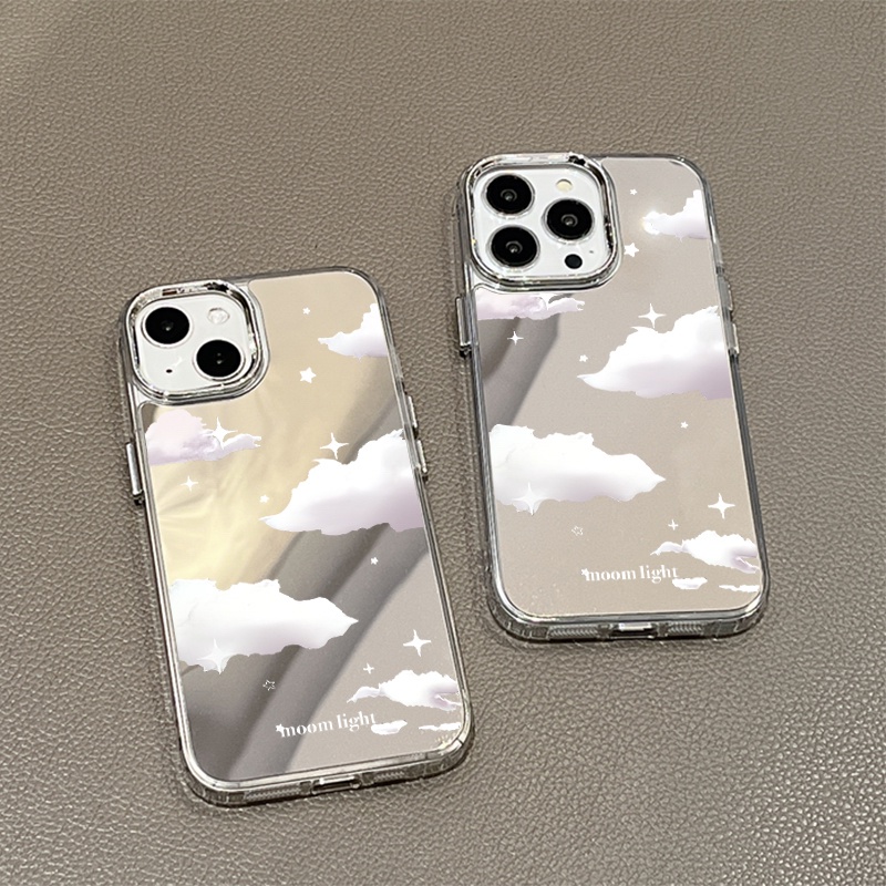 IPHONE Dreamy Star Cloud Mirror Phone Case Kompatibel Untuk Iphone11 12 13 14 12Pro 13Pro 14Pro Pro Max XR X XS Max Electroplating Tombol Perlindungan Mirror Cover