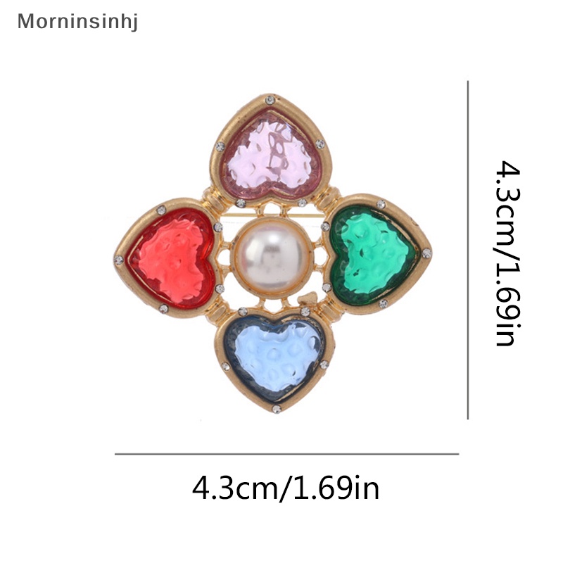 Mornin Baroque Colorful Heart Cross Brooch Pin Vintage Didesain Bros Untuk Wanita Retro Pin Pakaian Syal Klip Perhiasan Hadiah id