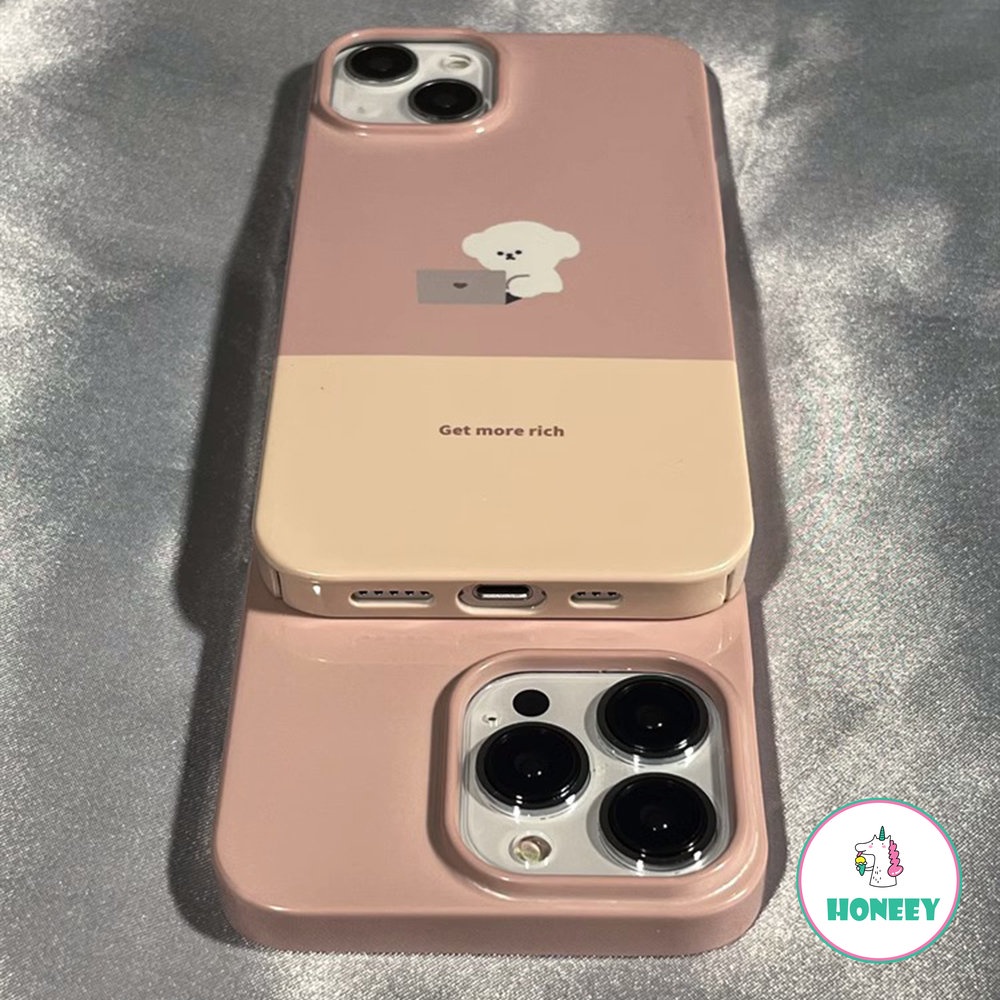 IPHONE Casing Ponsel Puppy Kerja Kartun Lucu Kompatibel Untuk Iphone14Pro Max12/12pro 13promax Case Untuk Iphone11Warna Pink Film Hard Shell