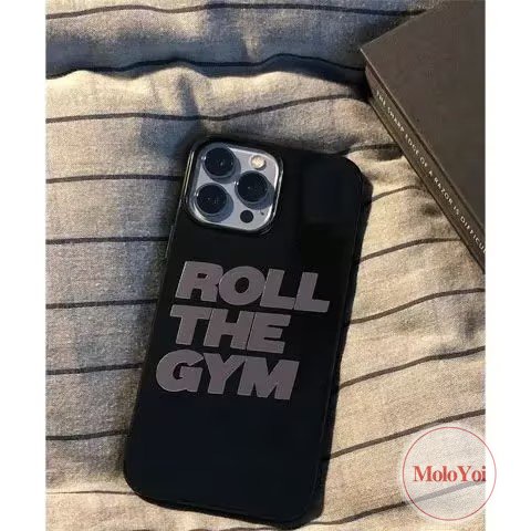 Keren Alfabet Inggris Halus Ponsel Cover Kompatibel Untuk IPhone XR XS X Max11 13 Pro Max8 7 Plus 12 14 Pro Max SE 2020kreativa Roll The Gym Glossy Soft TPU Shockproof Black Case