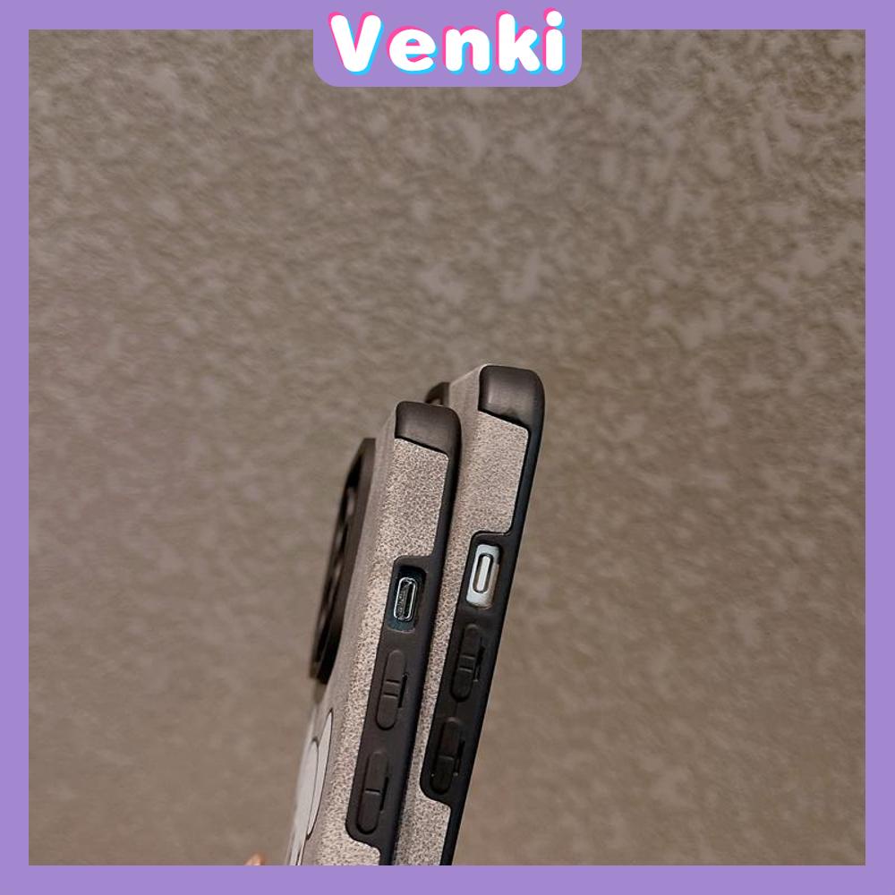 VENKI - Untuk iPhone 11 Case Leather Pupil Suede Case Soft Shockproof Phone Case Camera Protection Simple Grey Cute Bear Kompatibel dengan iPhone 14 13 Pro max 12 Pro max xr xs 7 8Plus