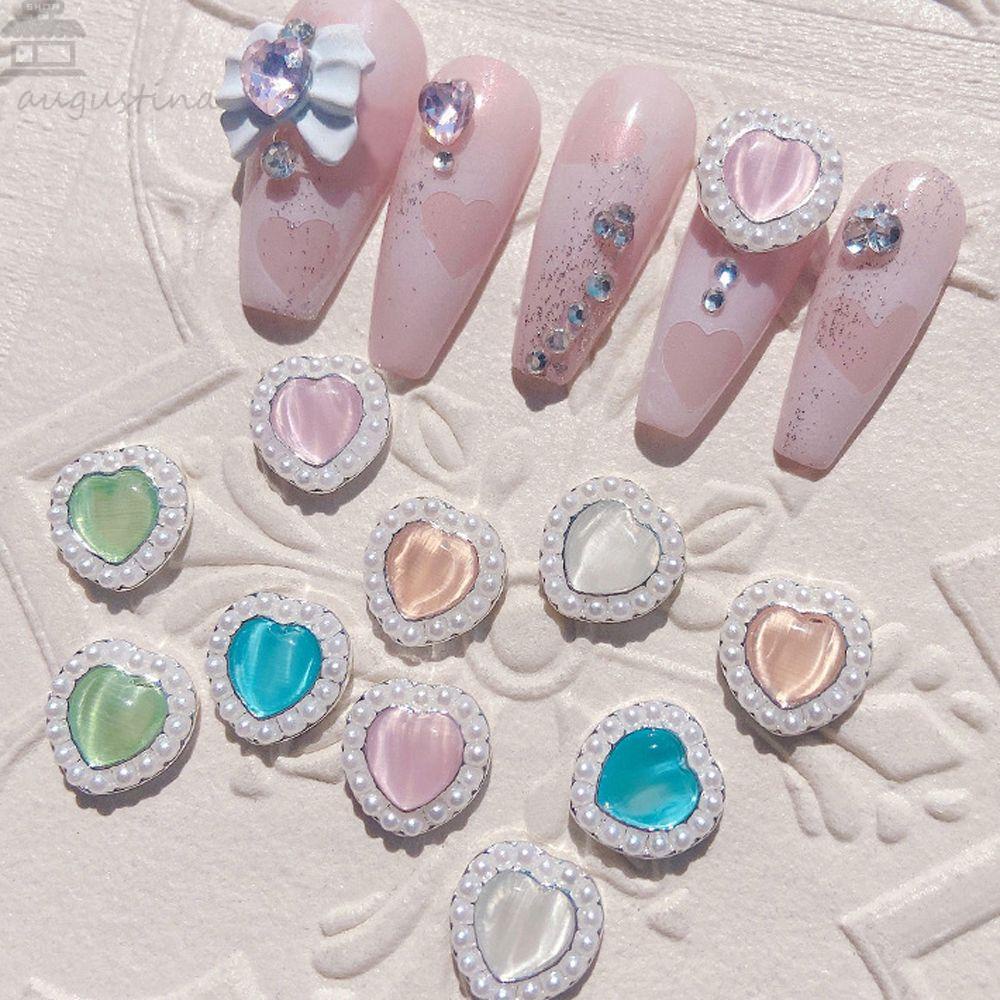 AUGUSTINA Dekorasi Nail Art Mata Kucing Agustina Fashion Warna-Warni Manikur Aksesoris Bor Kuku Mata Kucing Halus